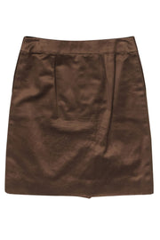 Current Boutique-Yves Saint Laurent - Brown Satin Miniskirt w/ Toggle Buckle Sz 4
