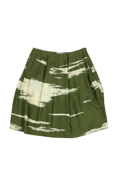 Current Boutique-Yves Saint Laurent - Green & White Printed Skirt Sz XS