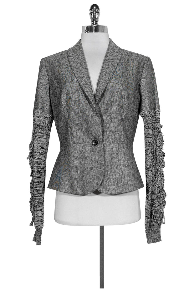 Current Boutique-Yves Saint Laurent - Grey Blazer w/ Knit Sleeves Sz 6
