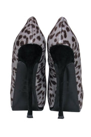 Current Boutique-Yves Saint Laurent - Grey & Brown Leopard Print Calf Hair Stilettos Sz 6.5