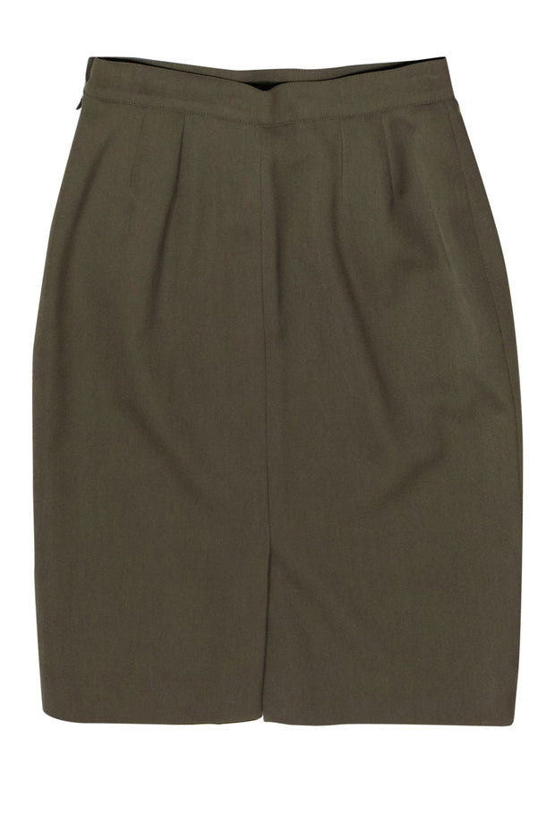 Current Boutique-Yves Saint Laurent - Olive Pencil Skirt Sz 8