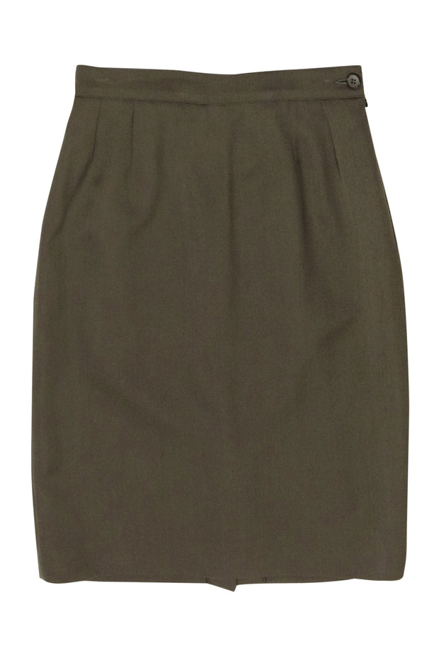 Current Boutique-Yves Saint Laurent - Olive Pencil Skirt Sz 8