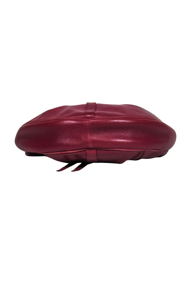 Yves Saint Laurent - Oxblood Leather Rounded Shoulder Hobo Bag – Current  Boutique
