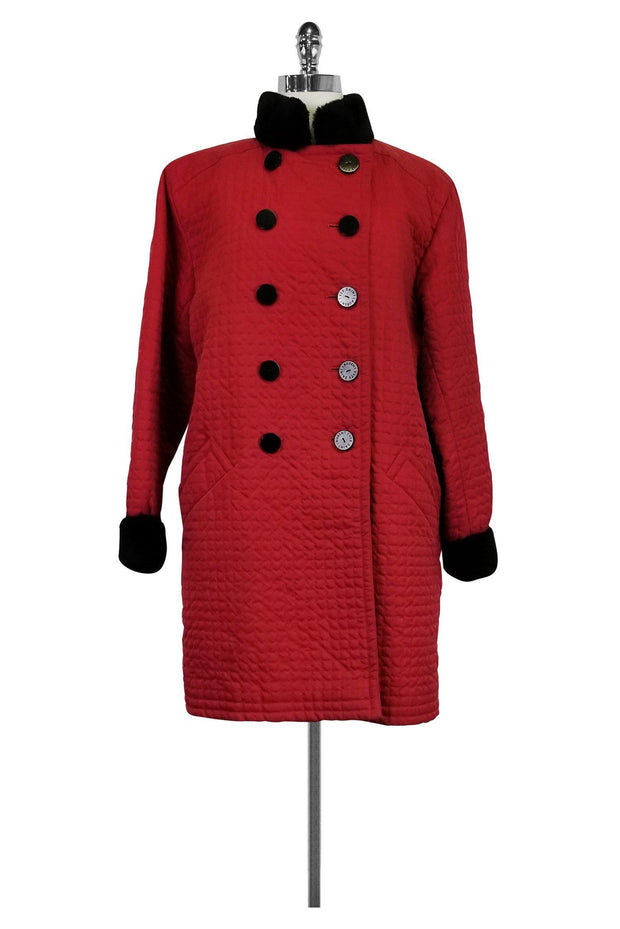 Current Boutique-Yves Saint Laurent - Red Nutria Fur Trench Coat Sz 8