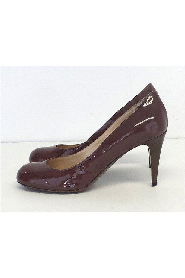 Current Boutique-Yves Saint Laurent - Taupe Patent Leather Heels Sz 5.5