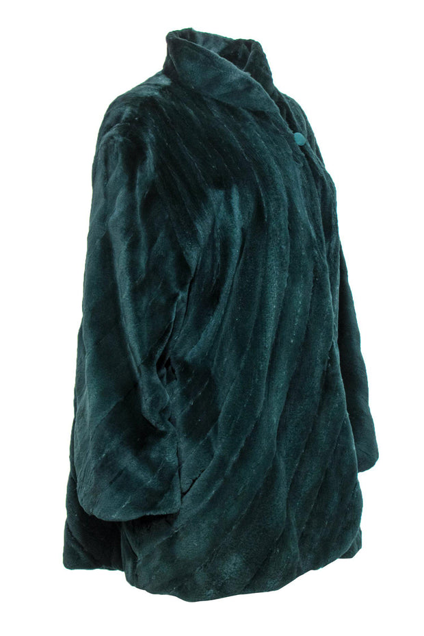 Current Boutique-Yves Saint Laurent - Vintage Emerald Green Clasped Sheared Mink Coat Sz S/M