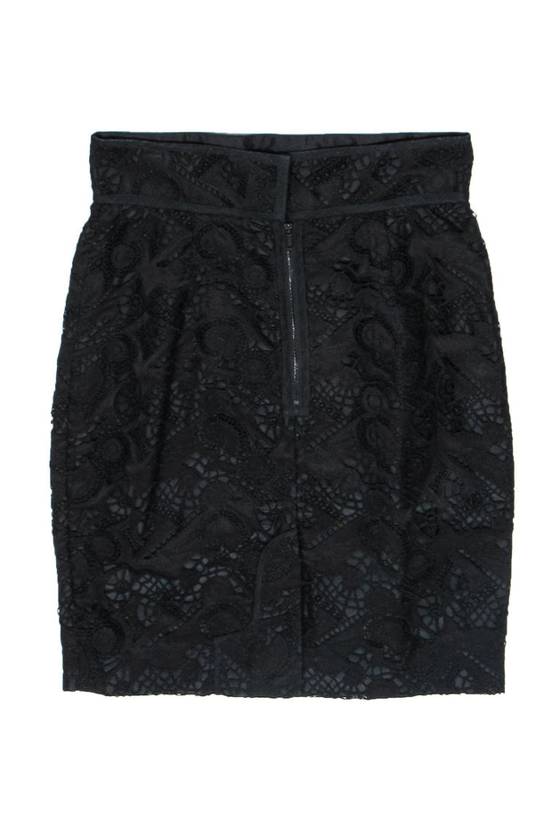 Current Boutique-Zac Posen - Black Lace Pencil Skirt Sz 8