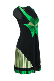 Current Boutique-Zac Posen - Black Sheath Dress w/ Green Satin Trim Sz 8
