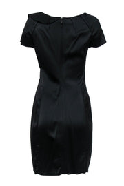 Current Boutique-Zac Posen - Black Short Sleeve Sheath Dress w/ Ruffle Neckline Sz 8
