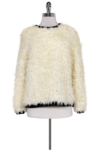 Current Boutique-Zac Posen - Ivory Faux Shearling Sweater Sz S