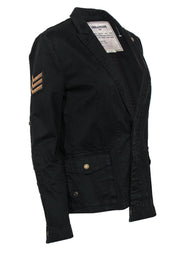 Current Boutique-Zadig & Voltaire - Black Button-Up Military-Style Patchwork “Virginia Grunge” Jacket Sz M