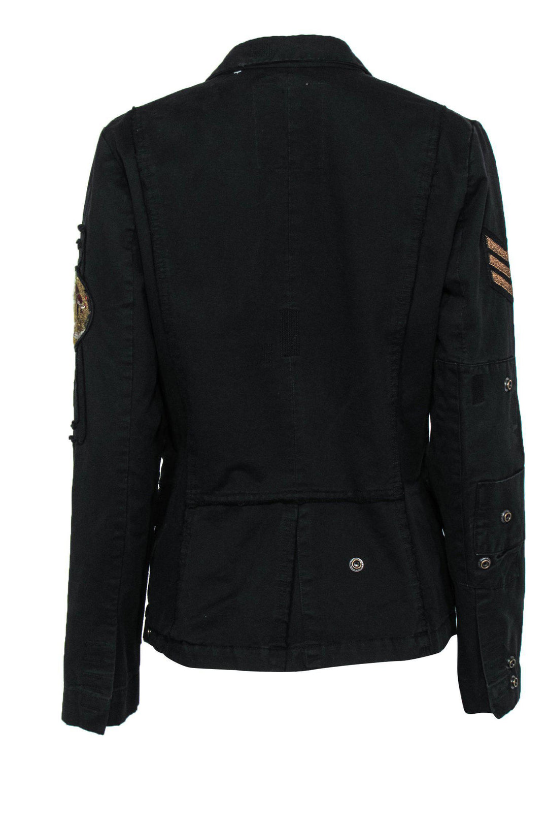 Zadig & Voltaire - Black Button-Up Military-Style Patchwork “Virginia –  Current Boutique