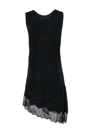 Current Boutique-Zadig & Voltaire - Black Patterned Silk Sheath Dress w/ Lace Trim Sz S