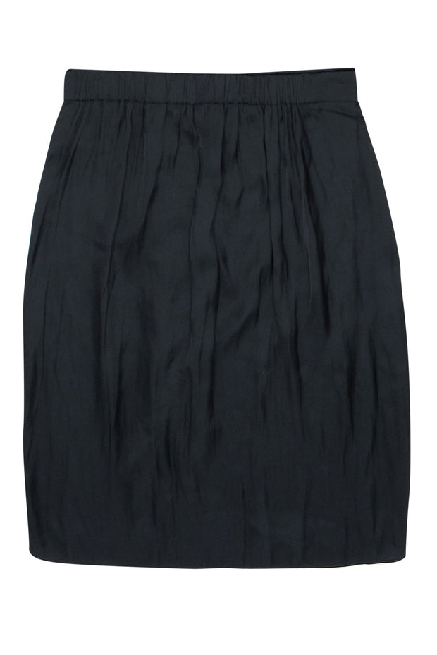Current Boutique-Zadig & Voltaire - Black Satin Ruched High-Low Skirt Sz 4