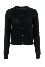 Current Boutique-Zadig & Voltaire - Black Wool Blend Button-Up Cardigan w/ Sequin Elbow Patches Sz M