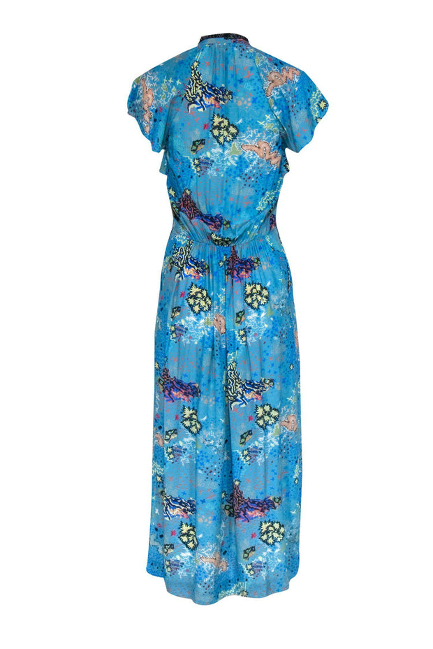 Current Boutique-Zadig & Voltaire - Blue Abstract Printed Ruffle Maxi Dress Sz S