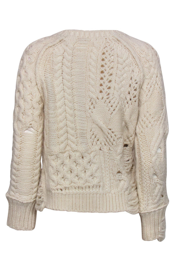 Current Boutique-Zadig & Voltaire - Cream Chunky Knit Sweater w/ Fringe Sz XS