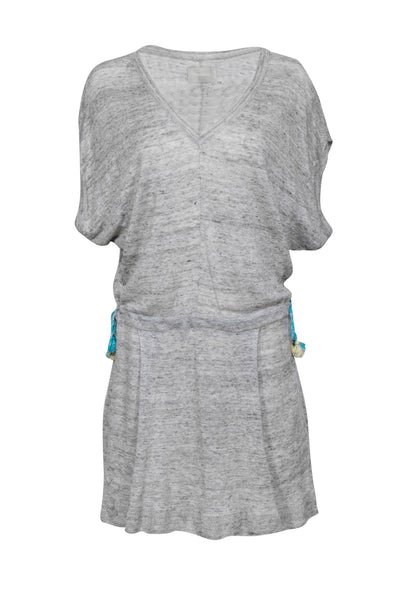 Current Boutique-Zadig & Voltaire - Grey Knit Short Sleeve Drop Waist Dress Sz M
