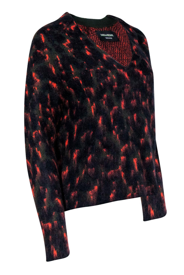 Current Boutique-Zadig & Voltaire - Navy, Green, & Orange Print Sweater Sz M/L