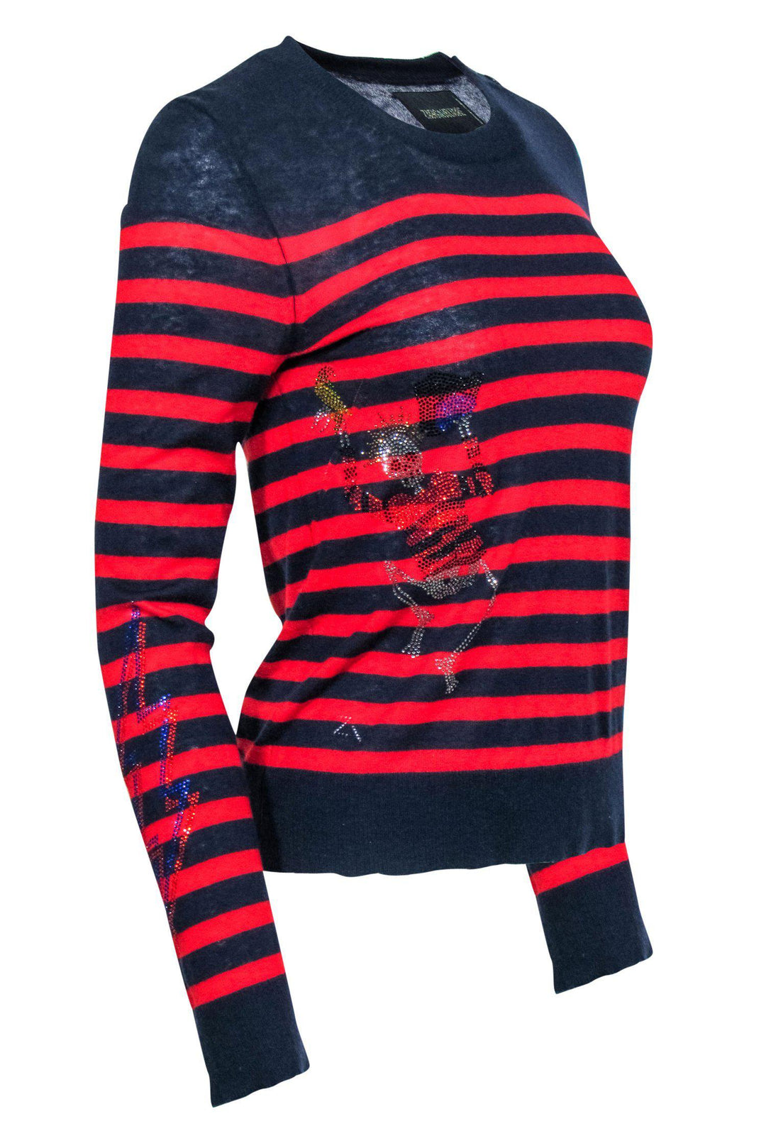 Zadig Voltaire Navy Cashmere Paint Stripe Sweater Size Medium. 2024 Super cute Zadig