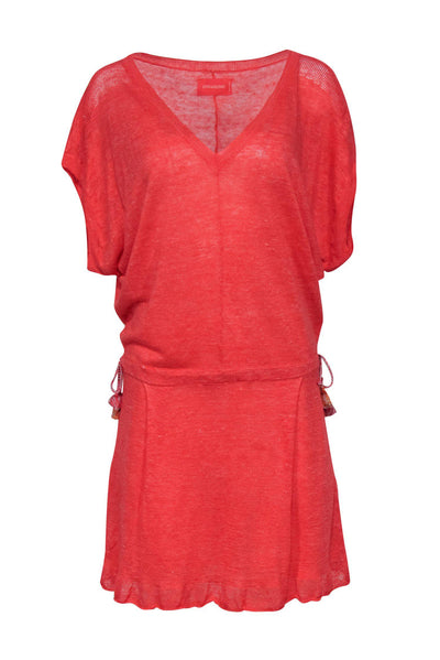 Current Boutique-Zadig & Voltaire - Orange Knit Short Sleeve Drop Waist Dress Sz M