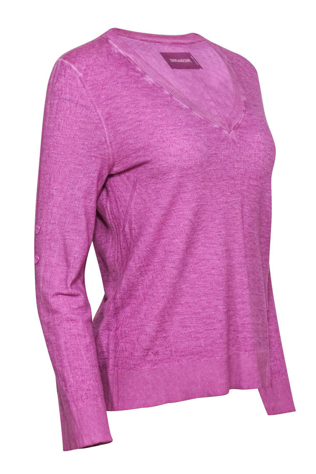 Current Boutique-Zadig & Voltaire - Purple Heathered V-Neck Sweater Sz M