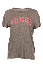 Current Boutique-Zadig & Voltaire - Taupe & Pink "Funky" Print Graphic Tee Sz M