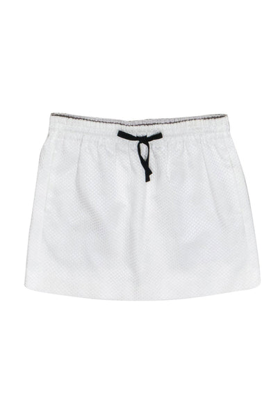Current Boutique-Zadig & Voltaire - White Textured Drawstring Miniskirt Sz M