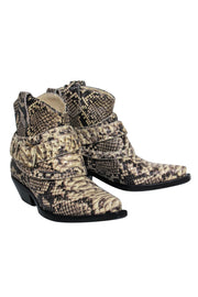 Current Boutique-Zimmermann - Beige Snakeskin Embossed Studded Western-Style Booties Sz 6.5
