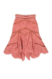 Current Boutique-Zimmermann - Dusty Rose Eyelet Lace Flared Skirt Sz 0