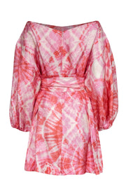 Current Boutique-Zimmermann - Pink & Orange Tie-Dye Print Balloon Sleeve Dress Sz 2