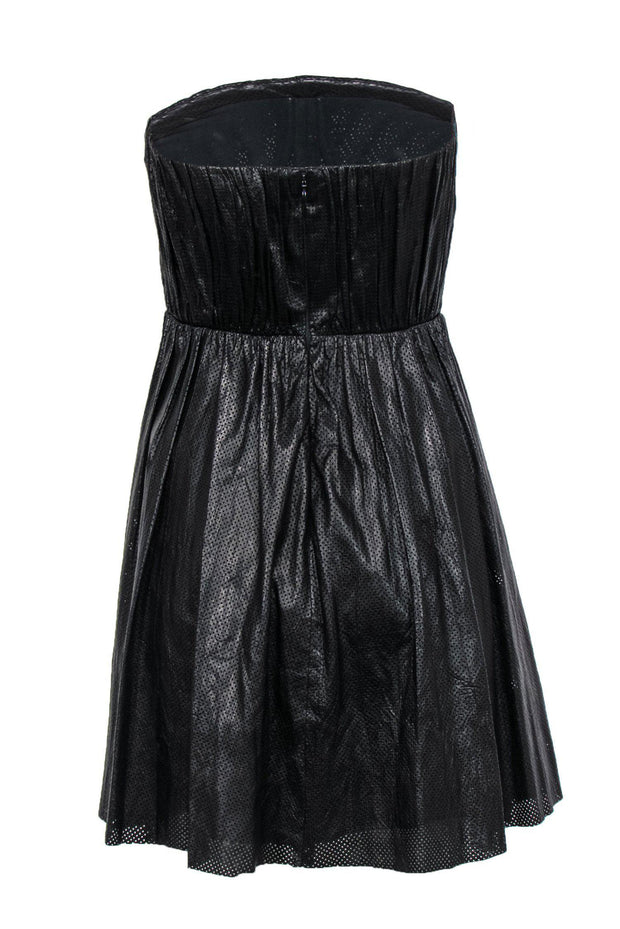 A.L.C. - Black Leather Strapless Fit & Flare Dress w/ Laser Cut Design A.L.C. - Black Leather Strapless Fit & Flare Dress w/ Laser Cut Design