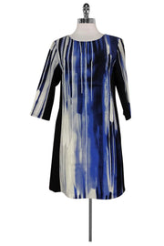 Current Boutique-ABS by Allen Schwartz - Blue, White & Black Printed Dress Sz 6