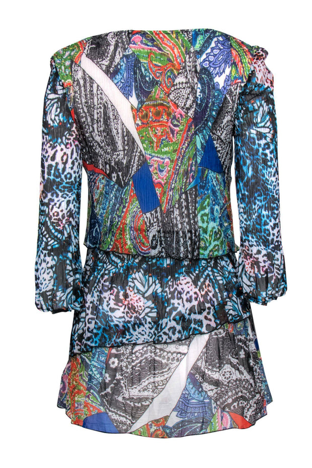 Current Boutique-Alberto Makali - Multicolored Patchwork Printed Pleated Tunic Sz L