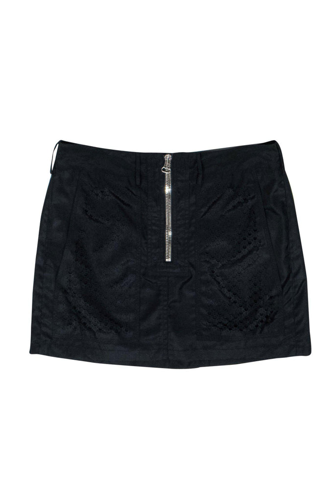 Alexander Wang Black Zippered Miniskirt w/ Lasercut Accents Sz