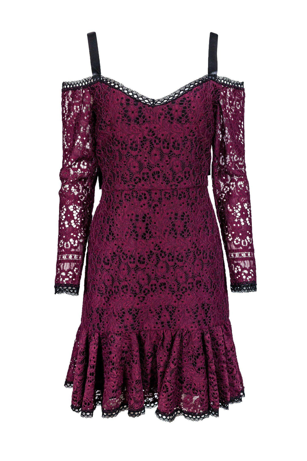 burgundy off the shoulder lace dress Alexis Sophia Off-the-Shoulder Long-Sleeve Lace Dress, Burgundy, Women's, XL