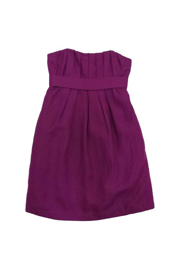 Ali Ro - Magenta Pleated Silk & Linen Strapless Dress Sz 2