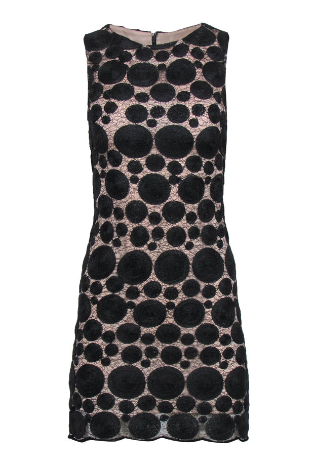 Alice & Olivia - Black Circle Embroidered Mesh Overlay Dress Sz 0 Alice & Olivia - Black Circle Embroidered Mesh Overlay Dress Sz 0