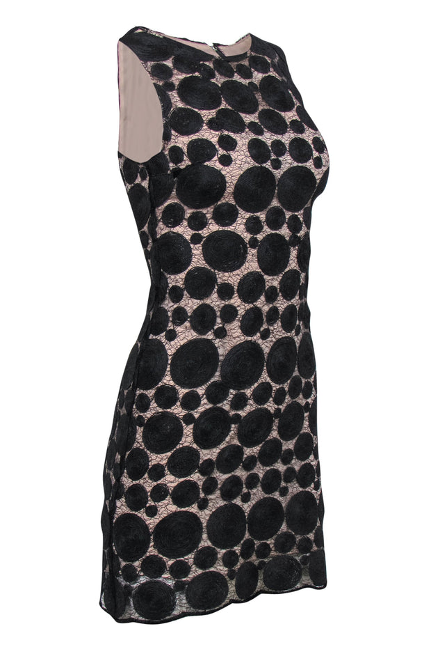Alice & Olivia - Black Circle Embroidered Mesh Overlay Dress Sz 0 Alice & Olivia - Black Circle Embroidered Mesh Overlay Dress Sz 0