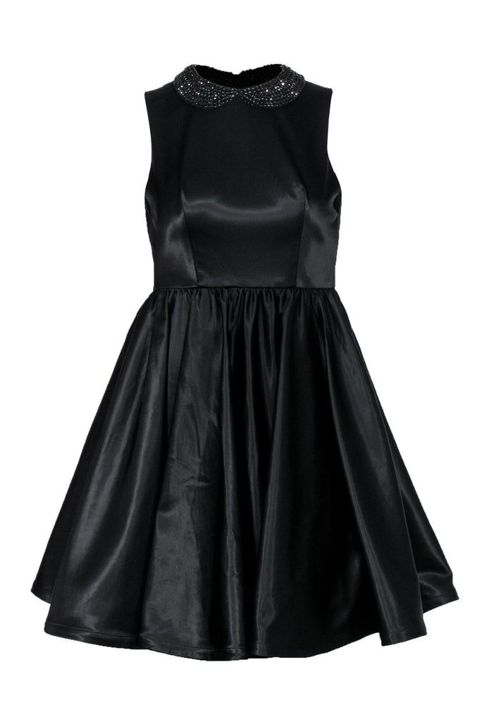 Alice & Olivia - Black Fit & Flare Dress w/ Beaded Peter Pan Collar Sz Alice & Olivia - Black Fit & Flare Dress w/ Beaded Peter Pan Collar Sz