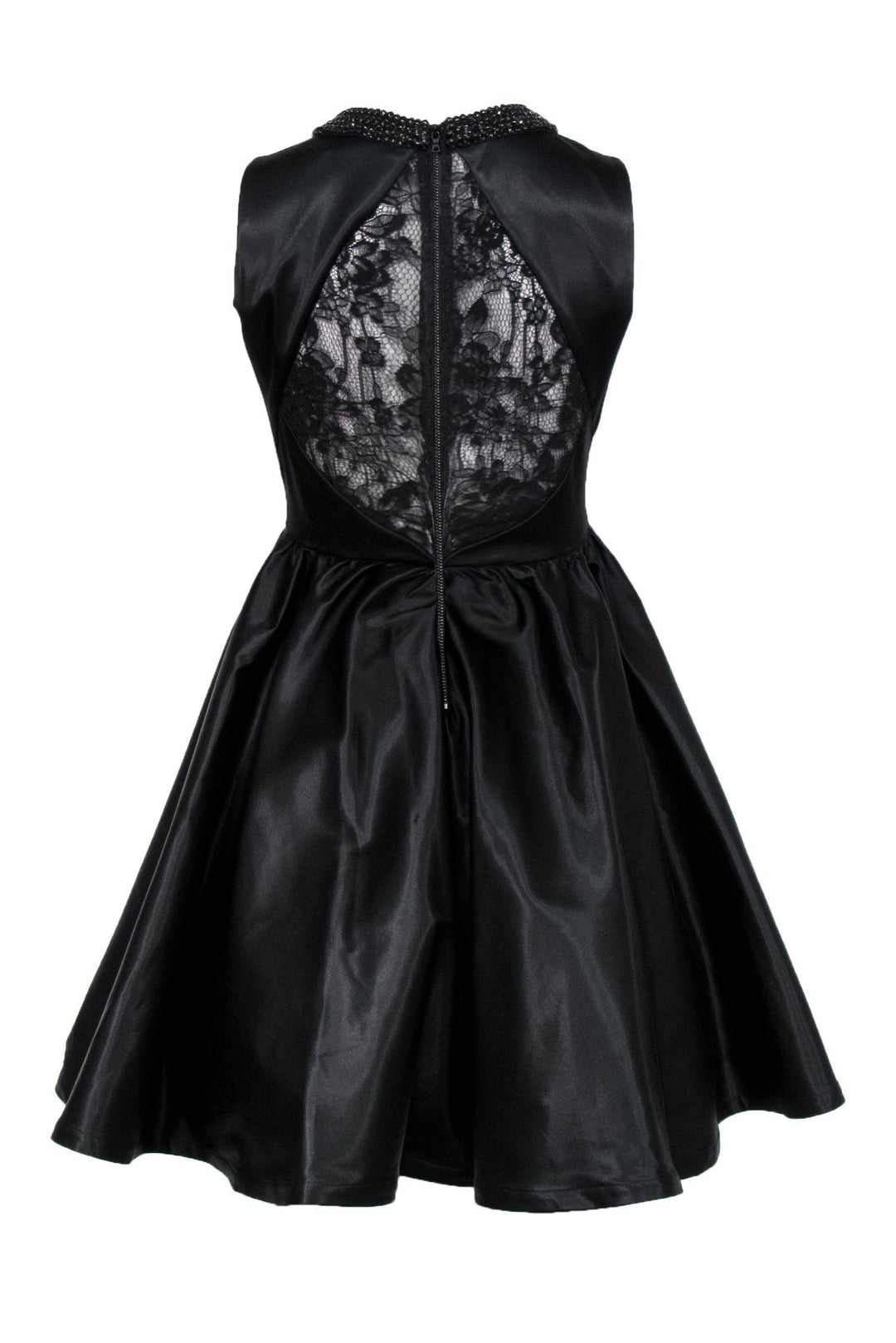 Alice & Olivia - Black Fit & Flare Dress w/ Beaded Peter Pan Collar Sz Alice & Olivia - Black Fit & Flare Dress w/ Beaded Peter Pan Collar Sz