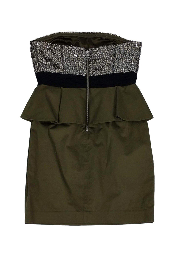 Alice & Olivia - Olive Green Strapless Sequin Dress Sz 10 Alice & Olivia - Olive Green Strapless Sequin Dress Sz 10
