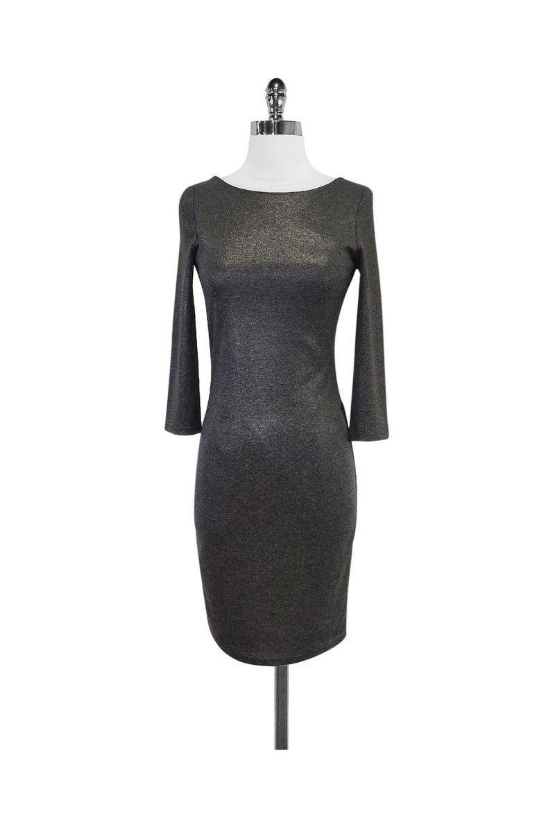 alice and olivia grey dress & down front and crisp