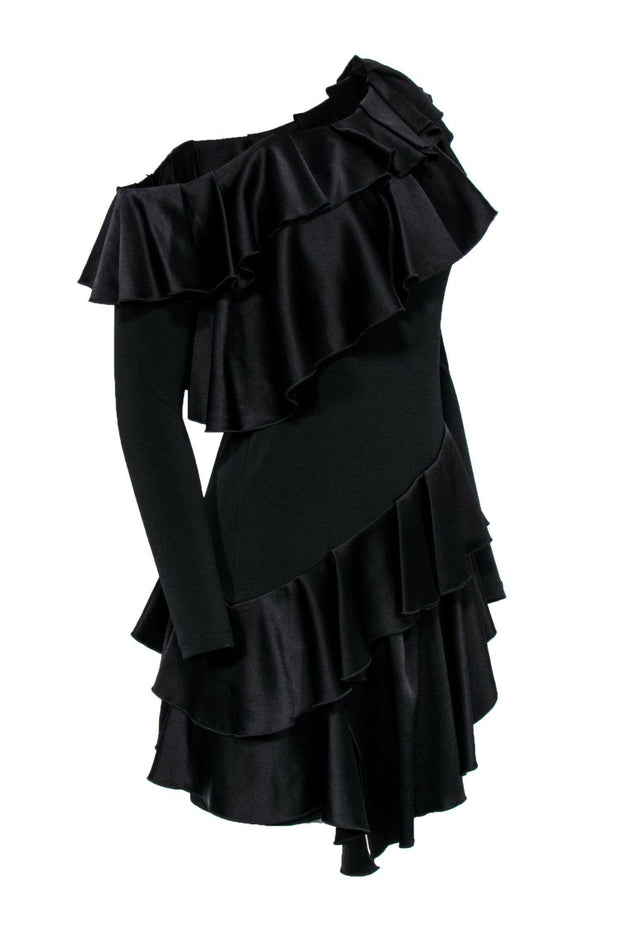 alice & olivia one shoulder dress PAULETTE ONE SHOULDER FITTED GOWN in BRIGHT POPPY