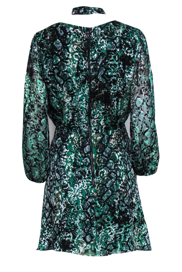 Alice & Olivia - Green & Black Snake Print Dress w/ Matching Choker Sz Alice & Olivia - Green & Black Snake Print Dress w/ Matching Choker Sz