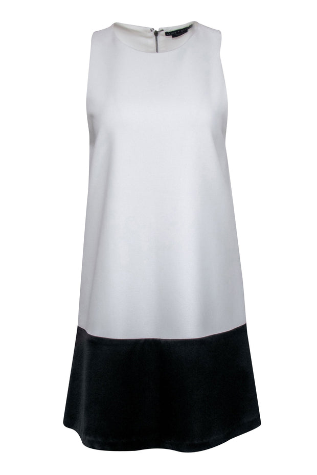 Alice & Olivia - Black & White Color-Blocked Sleeveless A-Line Dress S Alice & Olivia - Black & White Color-Blocked Sleeveless A-Line Dress S