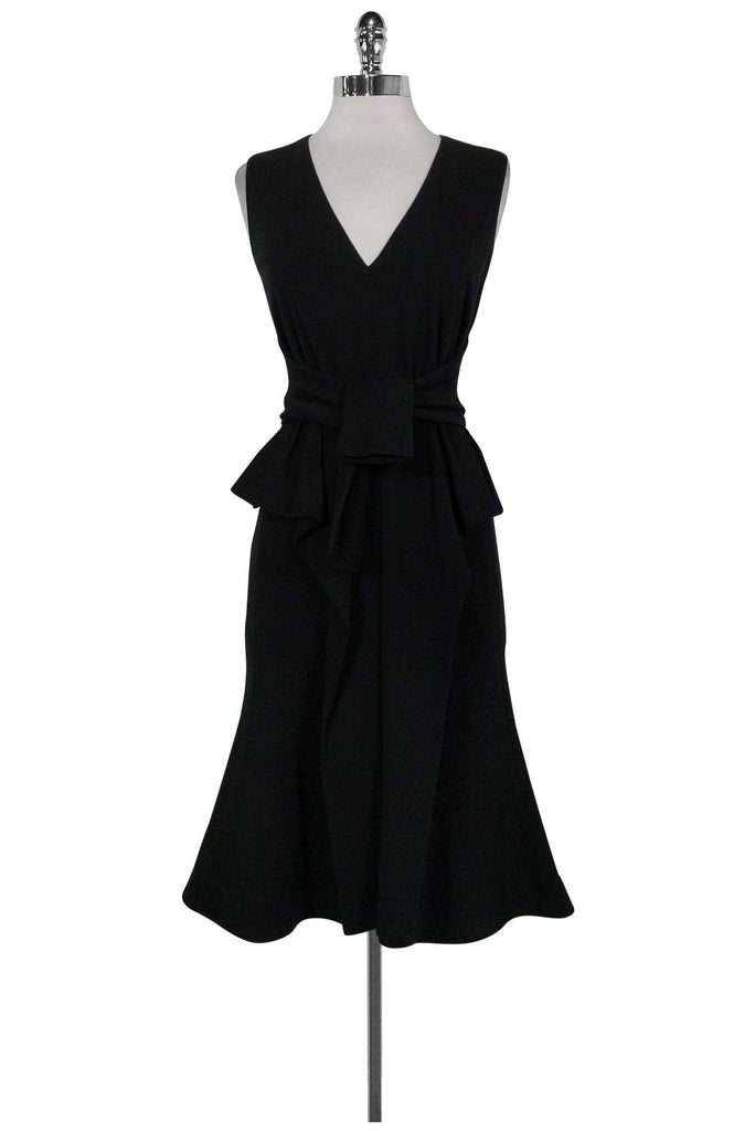 blue dress for baby girl Altuzarra Lace-Up Sleeveless Peplum Dress Topi Black Crepe Size 40