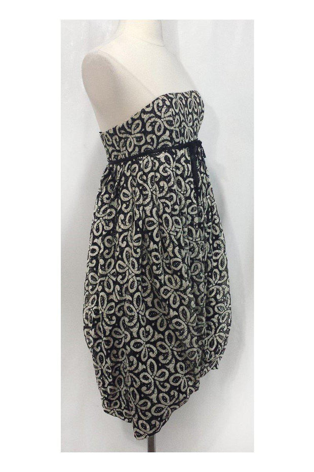 Current Boutique-Anna Sui - Black & Ivory Lace Strapless Dress Sz 2