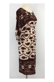 Current Boutique-Anna Sui for Anthropologie - Brown & Ivory Print Silk Dress Sz 2