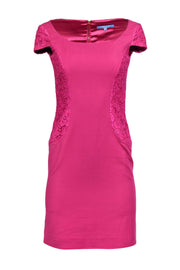 antonio melani pink dress Antonio Melani Susie Cotton Blend Floral Applique Straight Strapless A-line Mini Dress, Womens, 6, Tickled Pink